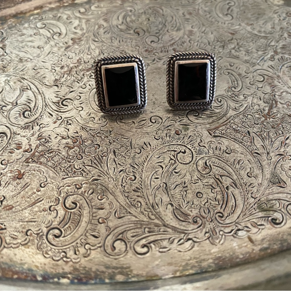 Silver Onyx Earrings